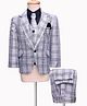 Rikidoos Full Sleeves Checked 4 Piece Party Suit With Tie Set - Blue