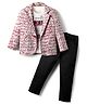 Rikidoos Full Sleeves Typography Printed Blazer With Tee & Pant Set - Melange & Black