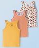 Honeyhap  Premium Knit Sleeveless Ball Printed Vests With Bio Finish & Stripes Pack of 3 - Banana & Bright White