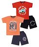 Tiny Hugs Cotton Knit Pack of 2 Half Sleeves Jeep & Typography Printed Tees & Shorts Set - Red & Peach