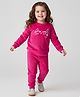 Babyhug Velour Woven Full Sleeves Sweatshirt & Lounge Pant Set with Text Embroidery - Pink