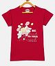 Fort Divine Cotton Lycra Knit Half Sleeves Floral & Typography Printed Tee - Red