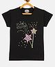 Fort Divine Cotton Lycra Knit Half Sleeves Its Time To Glitter Text Printed Tee - Black