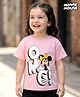 Kookie Kids Disney Single Jersey Knit Half Drop Shoulder Sleeves T-Shirt with Minnie Mouse Graphics - Pink