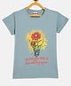 Fort Divine Cotton Lycra Knit Half Sleeves Floral Printed Tee - Sea Green