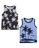 JusCubs Cotton Jersey Knit Pack Of 2 Sleeveless Beach Theme & Palm Trees Printed Tees - Multi Colour