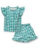 JusCubs Cotton Knit Frill Sleeves Butterfly Printed Tee & Coordinating Shorts Set - Green