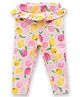 JusCubs Cotton Lycra Knit Fruits Printed & Frill Detailed Leggings - Pink