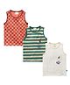 JusCubs Cotton Jersey Knit Pack of 3 Sleeveless Checked & Ladybug Embroidered Tees - Multi Colour