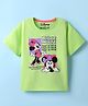 Kookie Kids Disney Single Jersey Knit Half Drop Shoulder Sleeves T-Shirt with Minnie Mouse Graphics - Limegreen