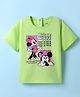 Kookie Kids Disney Single Jersey Knit Half Drop Shoulder Sleeves T-Shirt with Minnie Mouse Graphics - Limegreen