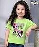 Kookie Kids Disney Single Jersey Knit Half Drop Shoulder Sleeves T-Shirt with Minnie Mouse Graphics - Limegreen