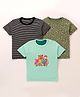 Kidi Wav Cotton Pack Of 3 Half Sleeves Vehicles & Teddy Bear Printed Tees - Multi Colour