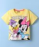 Kookie Kids Disney Single Jersey Knit Half Drop Shoulder Sleeves T-Shirt with Minnie Mouse & Friends Graphics - Yellow