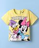 Kookie Kids Disney Single Jersey Knit Half Drop Shoulder Sleeves T-Shirt with Minnie Mouse & Friends Graphics - Yellow