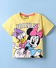 Kookie Kids Disney Single Jersey Knit Half Drop Shoulder Sleeves T-Shirt with Minnie Mouse & Friends Graphics - Yellow