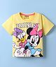Kookie Kids Disney Single Jersey Knit Half Drop Shoulder Sleeves T-Shirt with Minnie Mouse & Friends Graphics - Yellow
