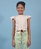 CRIMSOUNE CLUB Lyocell Woven Frill Sleeves Striped Top - Multi Colour