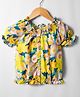 Babyhug Woven Half Puffed Sleeves Top with Floral Print - Multicolor