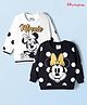 Honeyhap Disney Terry Knit Drop Shoulder Full Sleeves Sweatshirts with Minnie Mouse Graphics Pack of 2 - Black & White