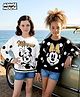 Honeyhap Disney Terry Knit Drop Shoulder Full Sleeves Sweatshirts with Minnie Mouse Graphics Pack of 2 - Black & White