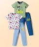 OHMS Single Jersey Knit Half Sleeves Animal & Boat Printed T-Shirts & Lounge Pants Set Pack of 2 - Multicolor