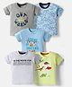 OHMS Single Jersey Knit Half Sleeves T-Shirts With Animal & Summer Text Print Pack Of 5 - Grey White & Light Blue