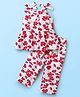 CrayonFlakes Cotton Knit Sleeveless Floral Printed Coordinating Top & Palazzo Set - Off White