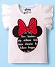 Kookie Kids Disney Single Jersey Knit Frill Sleeves T-Shirt with Minnie Mouse Graphics - White