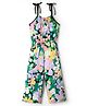 CrayonFlakes Knit Sleeveless Floral Printed Jumpsuit - Black & Green