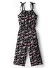 CrayonFlakes Knit Sleeveless Floral Printed Jumpsuit - Black