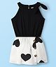 CrayonFlakes Knit Sleeveless Hearts Printed Jumpsuit - Off White