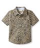 CrayonFlakes Cotton Woven Half Sleeves Leopard Printed Shirt - Brown