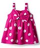 Babyhug Woven Sleeveless Top with Bow & Polka Dots - Pink