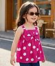 Babyhug Woven Sleeveless Top with Bow & Polka Dots - Pink