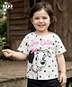 Kookie Kids Disney Single Jersey Knit Half Sleeves Drop Shoulder T-Shirt with 101 Dalmatians Print - White