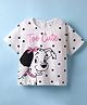 Kookie Kids Disney Single Jersey Knit Half Sleeves Drop Shoulder T-Shirt with 101 Dalmatians Print - White