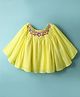 Babyhug Woven Full Sleeves  Kaftan Style Top With Floral Embroidery - Yellow