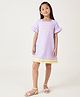 One Friday Woven Half Bell Sleeves Palm Tree Embroidered & Lace Embellished Dress - Lilac