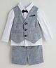 One Friday Cotton Knit Full Sleeves Textured 3 Piece Party Suit With Bow Set - Multi Colour