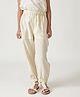 One Friday Viscose Woven Solid Joggers - Beige