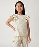 One Friday Viscose Woven Frill Sleeves Floral Lace Detailed Top - Beige