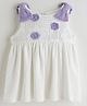 One Friday Cotton Knit Sleeveless Floral & Bow Applique & Lace Detailed Dress - Multi Colour