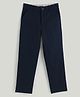 One Friday Cotton Woven Solid Trousers - Navy Blue