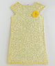 One Friday Woven Cap Sleeves Threadwork Embroidered Sequins Embellished & Floral Applique Detailed Dress - Yellow