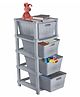 JD FRESH 4-Tier Modular Plastic Storage Cabinet Organize for Toy Organizer - GREY
