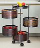 JD FRESH 4 Tier Metal Round Kitchen Rotating Trolley for Onion Potato Storage & Spice Rack - Black