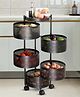 JD FRESH 5 Tier Metal Round Kitchen Rotating Trolley for Onion Potato Storage & Spice Rack - Black