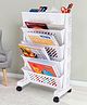 JD FRESH 5 Tier Multilayer Bookshelf with Wheels for Home and Office use - White