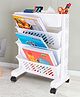 JD FRESH 4 Tier Multilayer Bookshelf with Wheels for Home and Office use - White